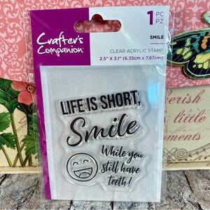 Crafter's Companion Clear Acrylic Stamp NWT Life Is Short 1 Piece Handmade Cards